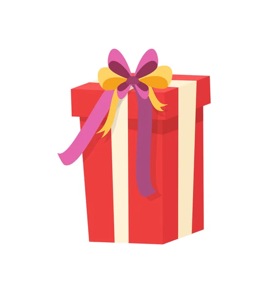Wrapped Xmas Gift Realistic Icon Isolated Vector — Stock Vector