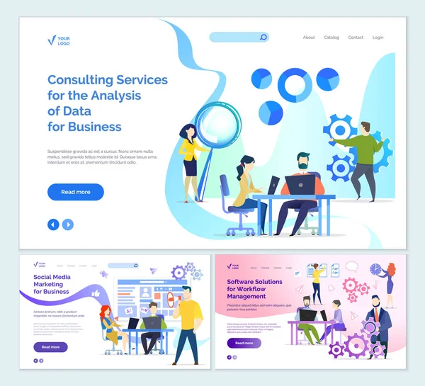 Services de conseil analyse des données d'entreprise — Image vectorielle