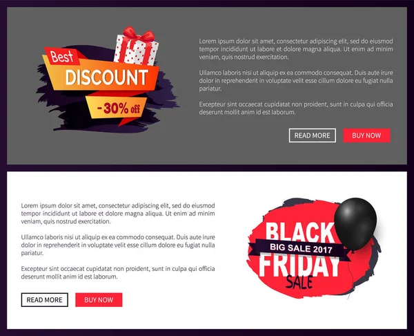 Big Sale sur Black Friday, Tags Badges publicitaires — Image vectorielle