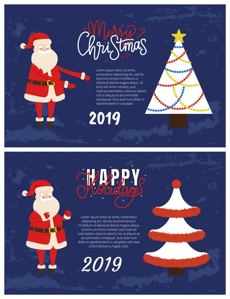 Felices Fiestas y Feliz Navidad Tarjetas de felicitación — Vector de stock