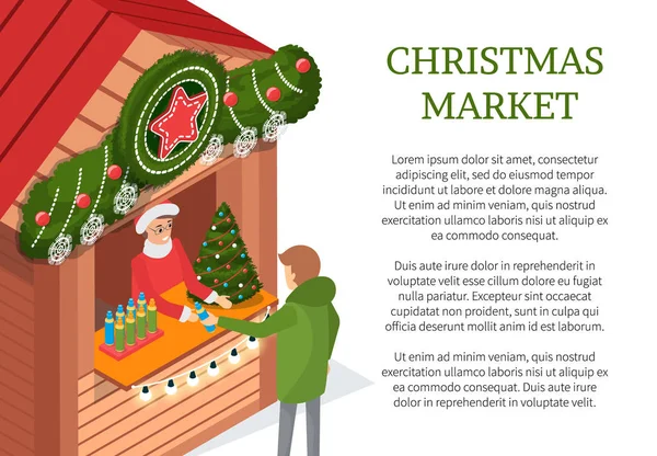 Christmas wakacje osoba kupująca od ulicy sklep — Wektor stockowy