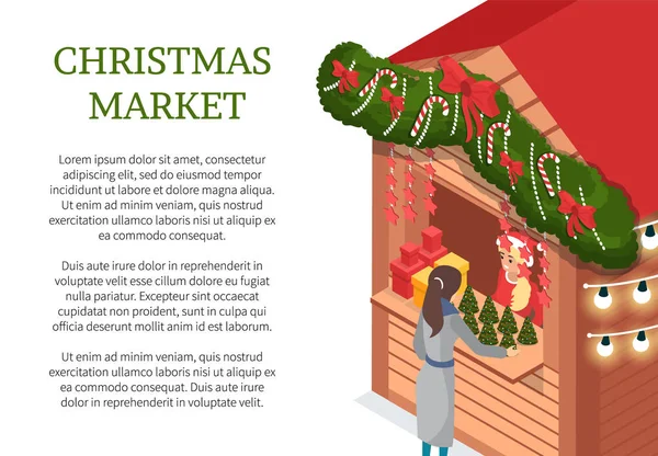 Święto Bożego Narodzenia rynku Holiday, sprzedawca kiosku — Wektor stockowy