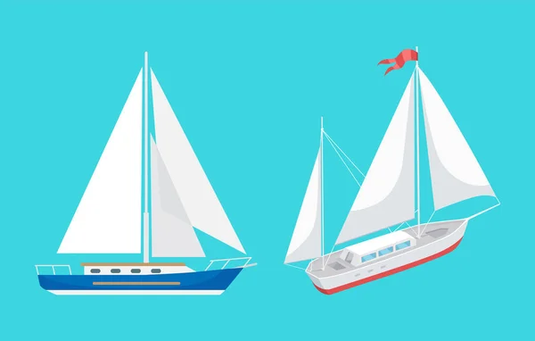 带丝带矢量的水运帆船 — 图库矢量图片