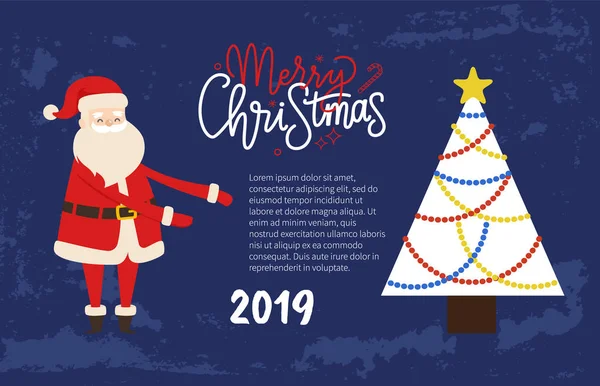 Neşeli Noel şenlikli resim kartpostal Santa — Stok Vektör