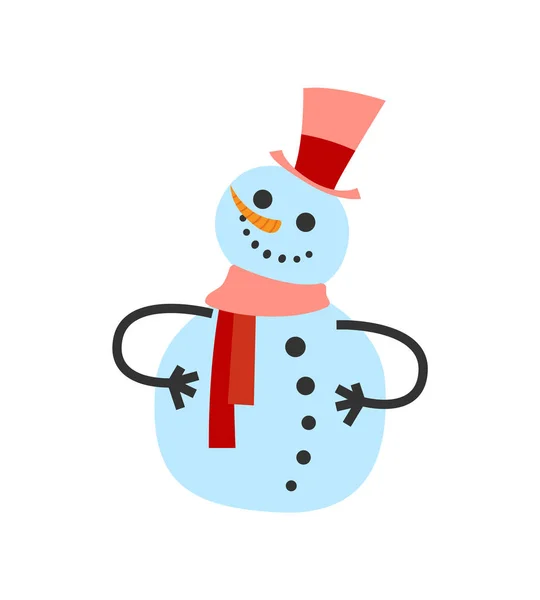 Θηλυκό χιονάνθρωπος σε ζεστό χειμώνα κασκόλ και καπέλο υψηλής — Διανυσματικό Αρχείο