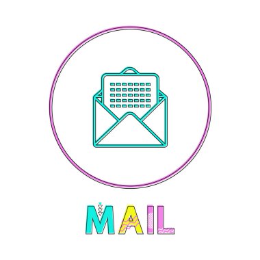 Posta zarf simgesi olan yuvarlak parlak doğrusal simgesi