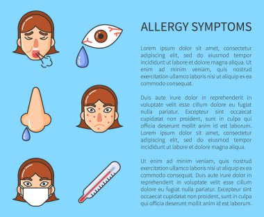 Alerji belirtileri vektör bilgi posteri