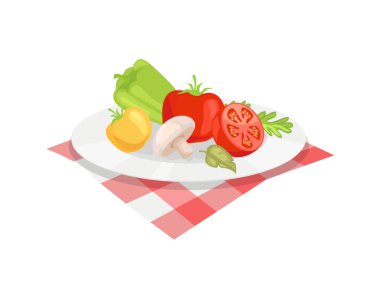 Sebze tabağı vektör simge karikatür tarzı izole