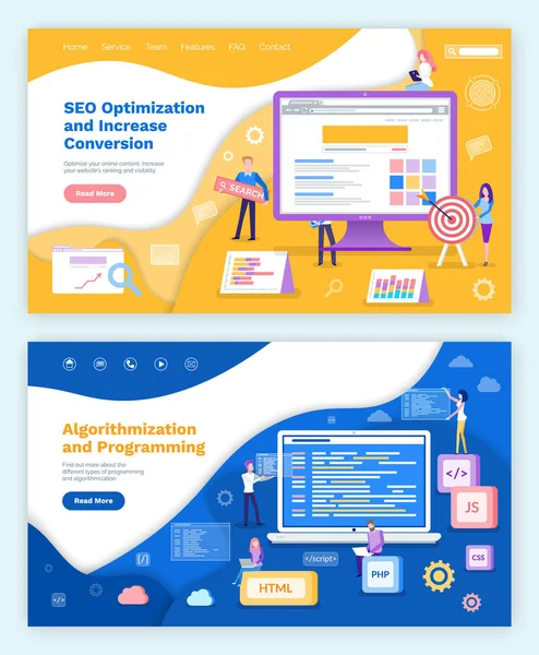 Otimização Seo Aumento do Conjunto de Cartazes de Conversão — Vetor de Stock