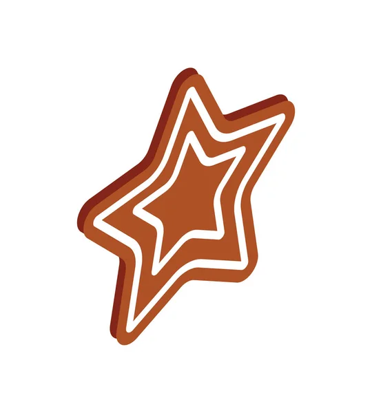 Forma di stella Natale pan di zenzero con linee vettoriali — Vettoriale Stock