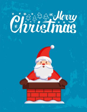 Neşeli Noel kartı ile baca Santa bakılırsa