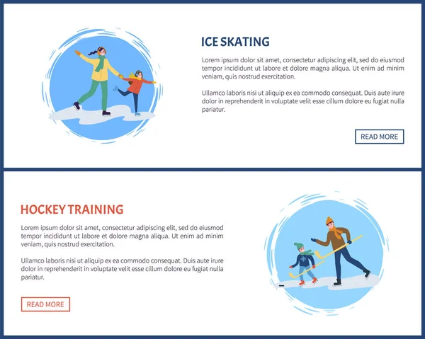 Hockey Entraînement Jeux d'hiver et Sports Web Set — Image vectorielle