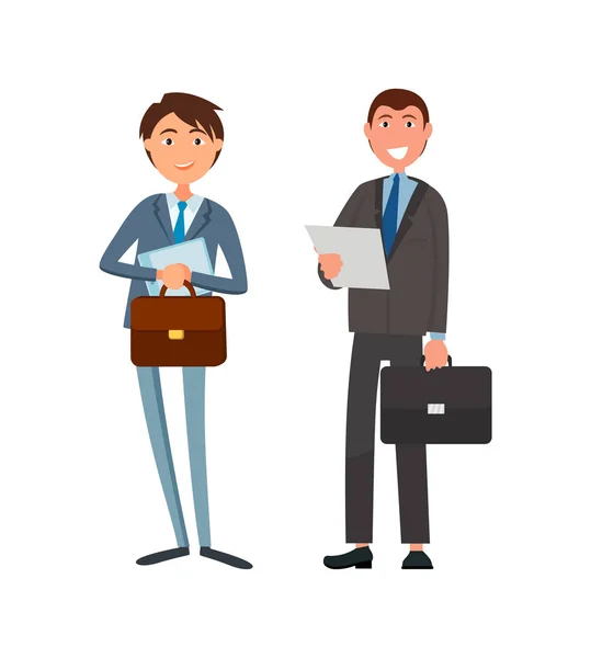 Male Office Workers Suits Vector Cartoon Character — Stock Vector