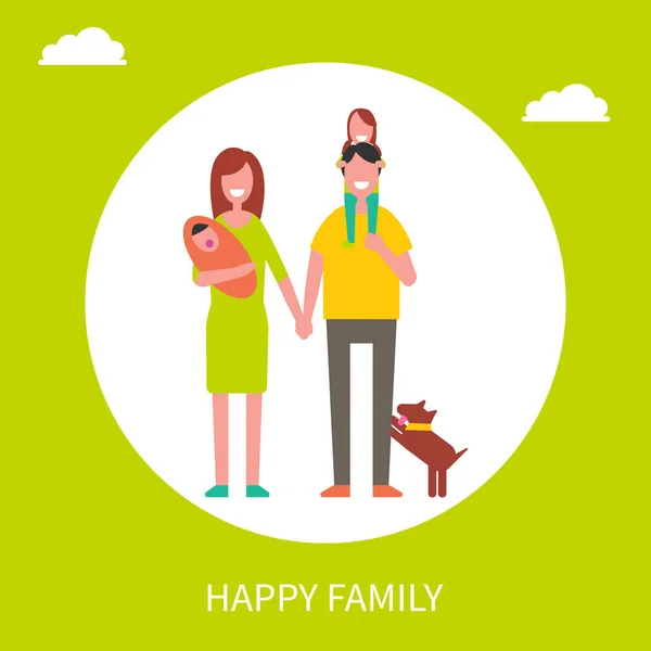 Happy Family Affiche Mère Père et Filles — Image vectorielle