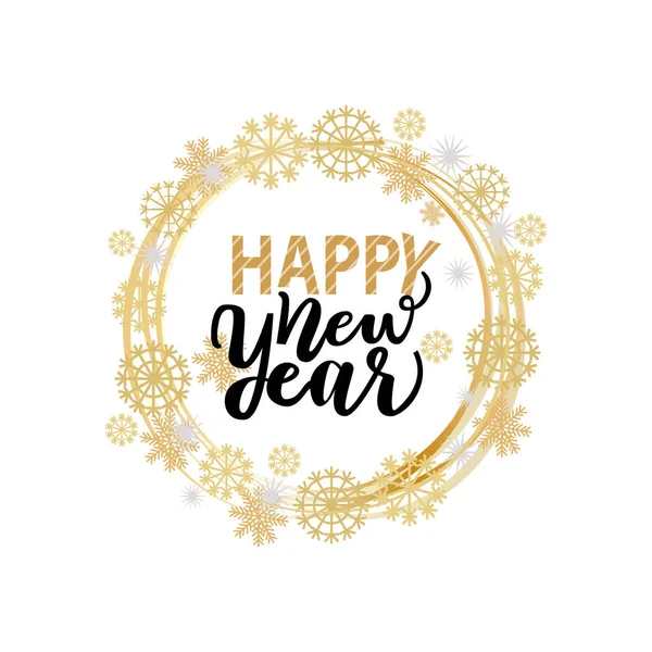Happy New Year Lettering Text with Calligraphic — Stock Vector