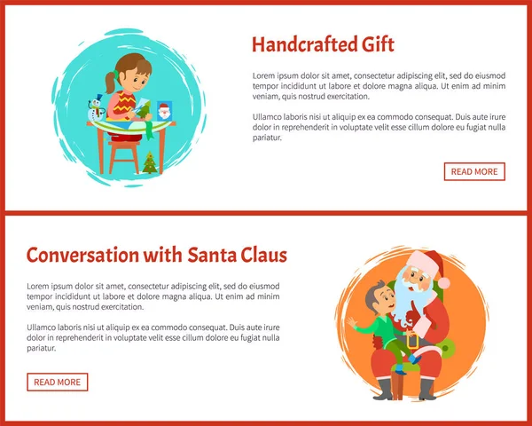 Χειροποίητο δώρο, συνομιλία με Santa διάνυσμα — Διανυσματικό Αρχείο