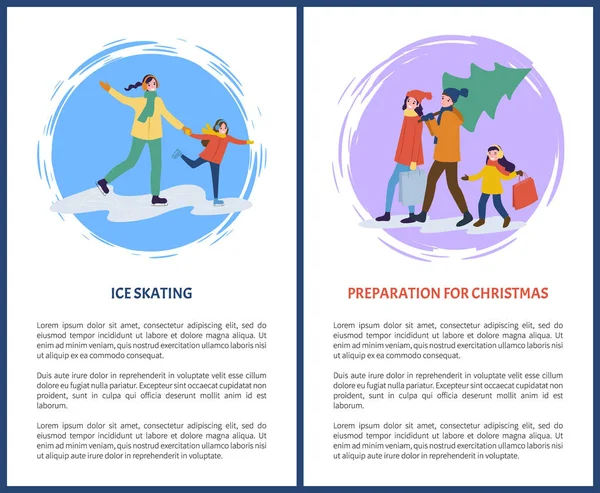 Προετοιμασία για τα Χριστούγεννα διακοπές πατινάζ στον πάγο — Διανυσματικό Αρχείο