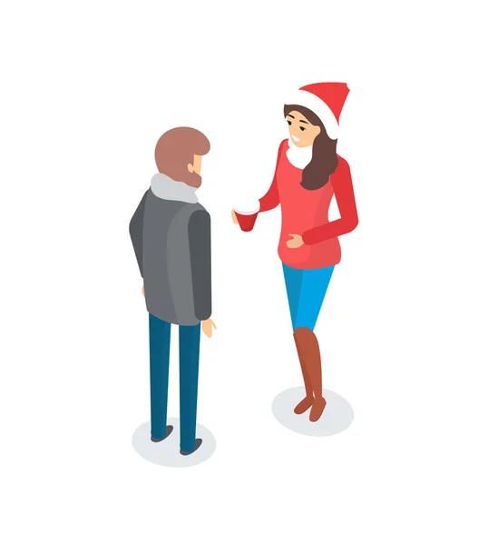 Homme et femme qui parlent à l'extérieur, Couple à l'extérieur — Image vectorielle