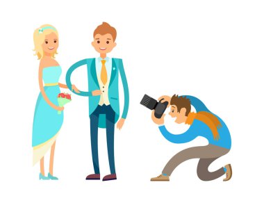 Nişan töreni yeni evli çift, fotoğrafçı