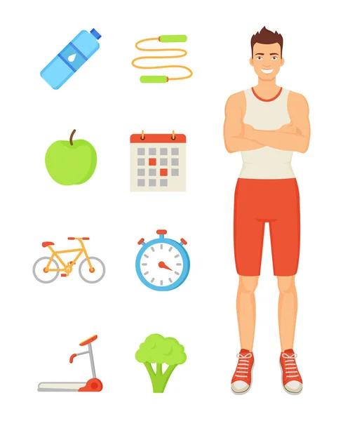 Man Sportive Person Icons Vector Illustration — Stock Vector