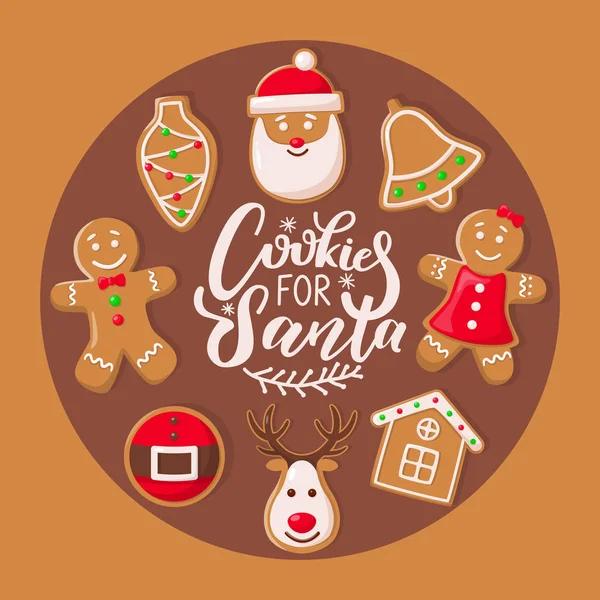 Galleta para Santa Claus Poster Dulces de Navidad — Archivo Imágenes Vectoriales