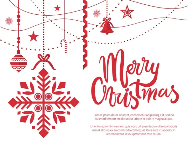 Mutlu Noeller Poster metin örnek Baubles ile — Stok Vektör