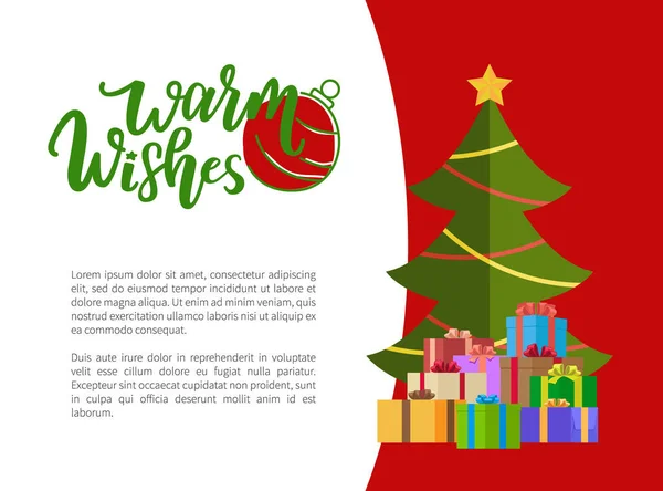 Ciepłe życzenia Boże Narodzenie wakacje z życzeniami drzewa — Wektor stockowy