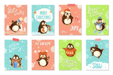 Mutlu Noeller penguen Noel Baba şapkası