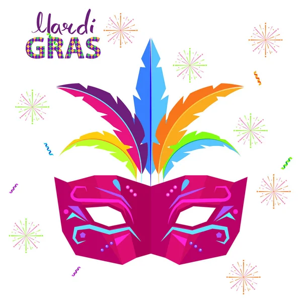 Conceito de vetor plano de carnaval Magri Gras com máscara — Vetor de Stock