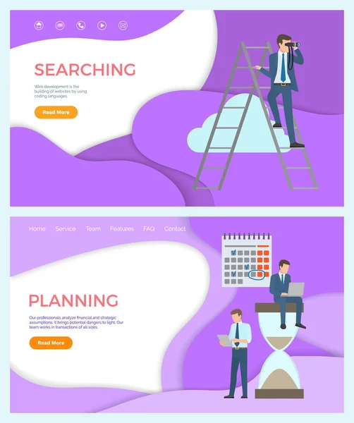 Searching, Web Development, Planning Optimization — Stock Vector