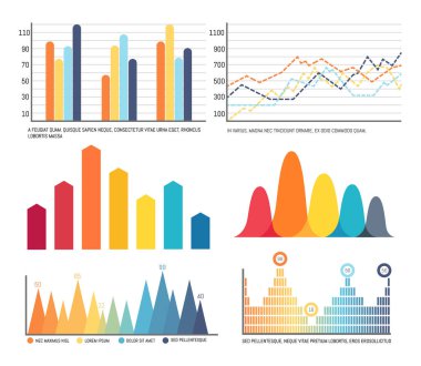 Infographics ve çizgi grafik kümesi grafiklerle