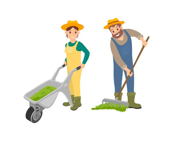 Landwirt Mann und Frau Kompostvektor Illustration — Stockvektor