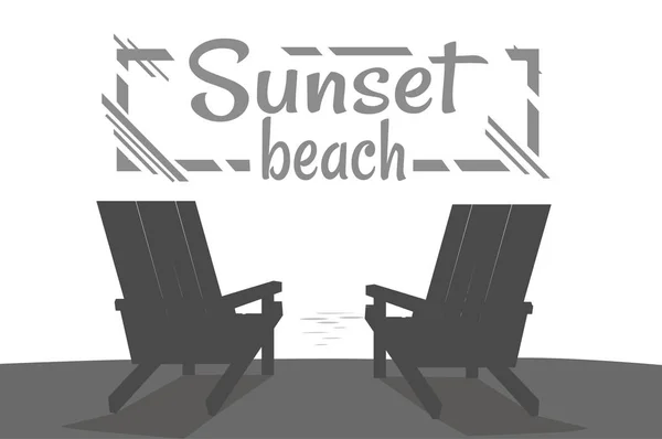 海滩上的日落, 夏季派对, 黑旗 — 图库矢量图片
