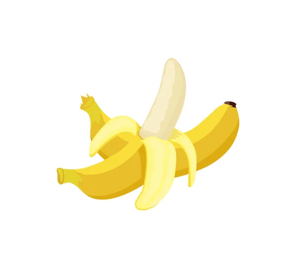Banana exótica jugosa madura fruta amarilla icono de la baya — Vector de stock