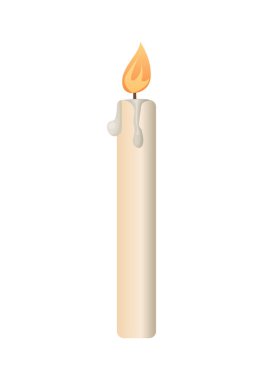 Burning Candle from Paraffin Wax Vector Isolated clipart