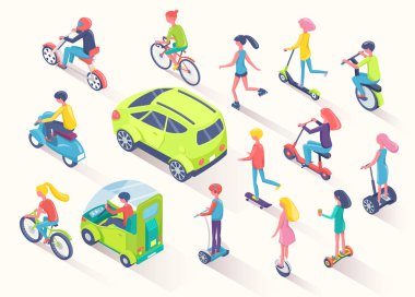 Ecotransport çevre dostu arabalar otomatik kullanan kişiler