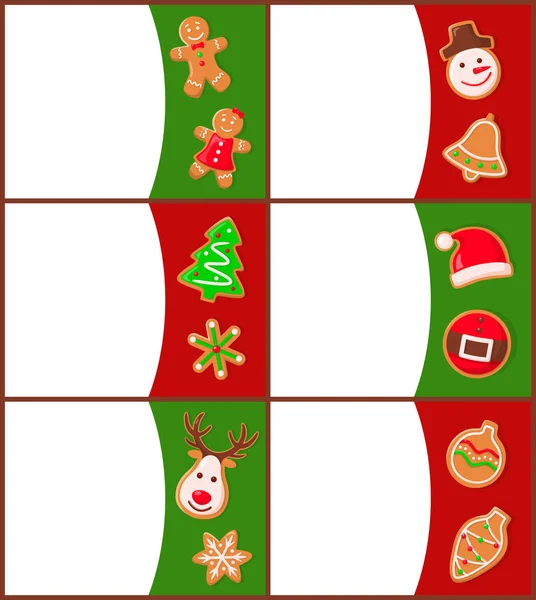 Gingerbread Man Santa Claus i Pine Tree plakat — Wektor stockowy