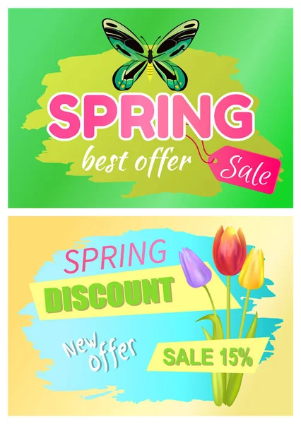 Frühling besten Angebot Promo-Tag Frühlingsrabatt — Stockvektor