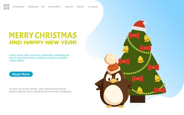 Feliz Natal e Feliz Ano Novo Web Page Online — Vetor de Stock