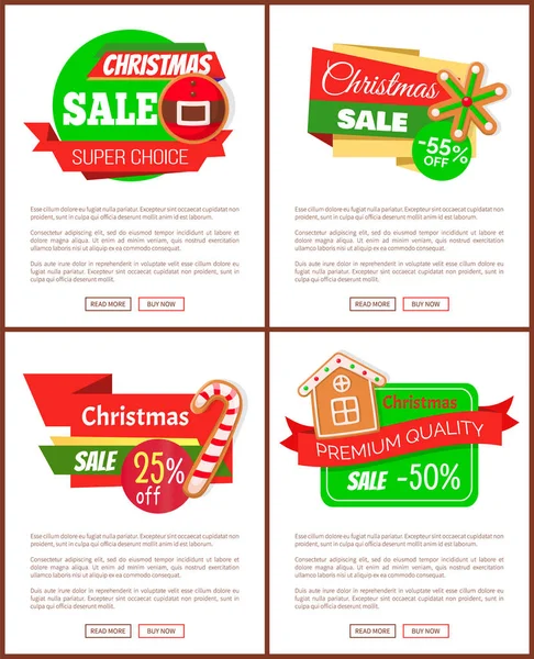 Zestaw Christmas Discount jasne strony internetowe wektor — Wektor stockowy