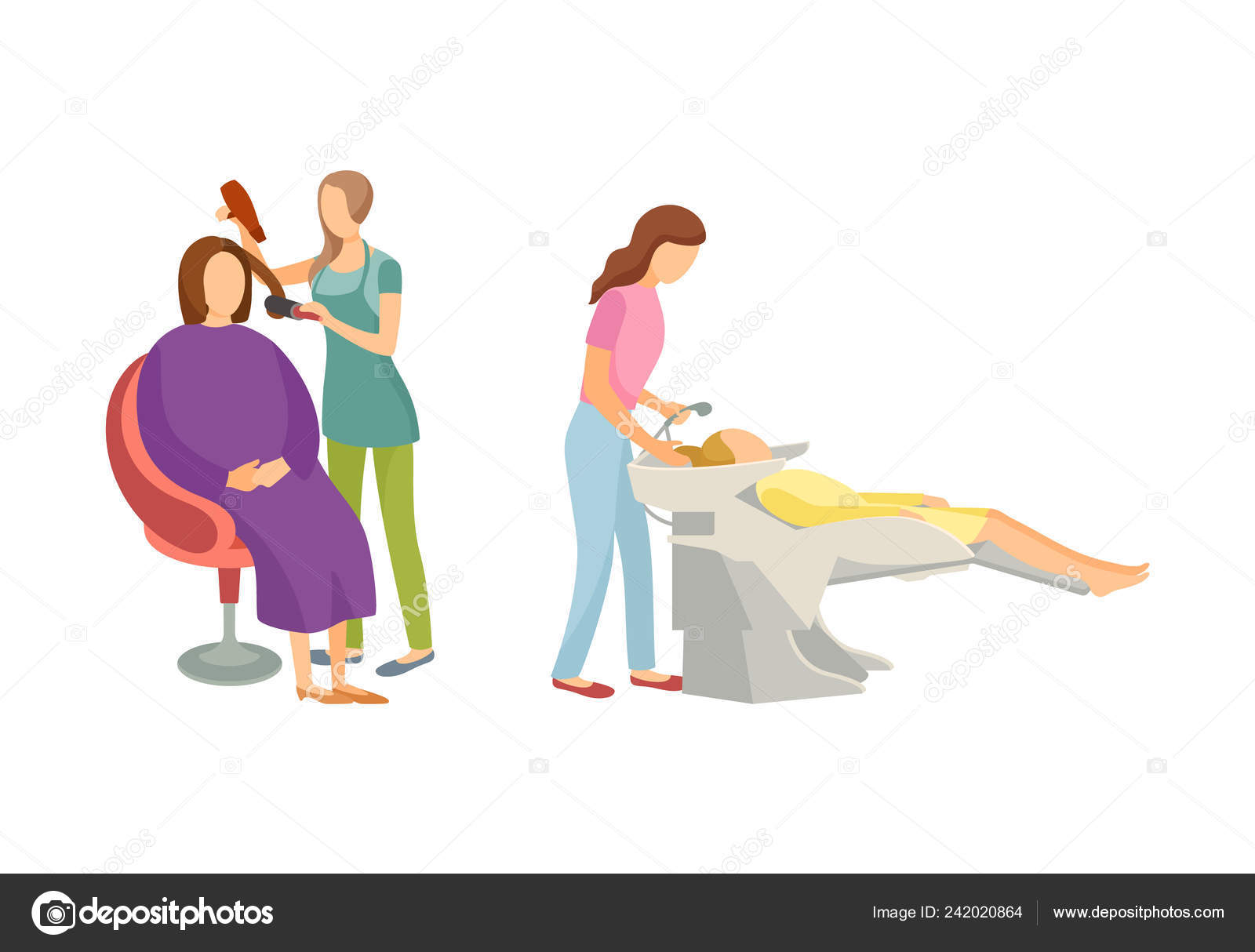 Spa Procedure For Hair In Beauty Salon Cartoon Set Stock Vector