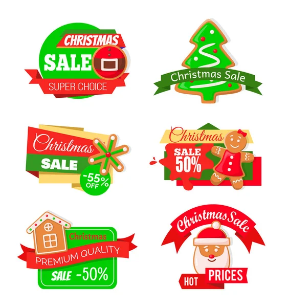 Vendita Natale Shopping Proposition Negozi Mercatino — Vettoriale Stock