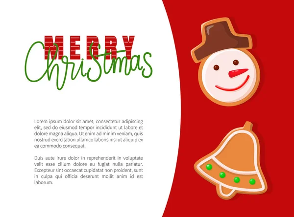 Wesołych Świąt Bożego Narodzenia, Pierniki Cookies — Wektor stockowy