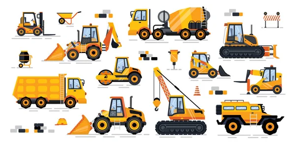 Mezclador de cemento Maquinaria industrial Iconos aislados — Archivo Imágenes Vectoriales