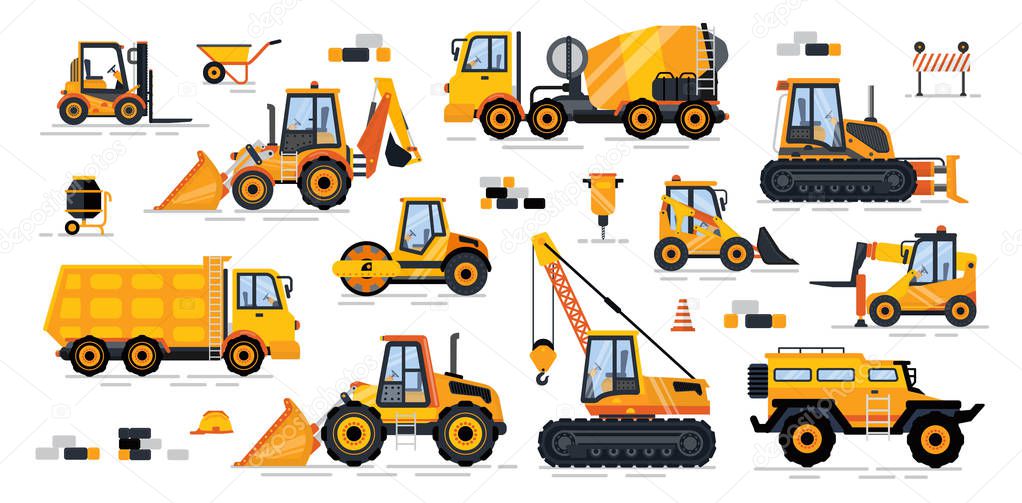 Cement Mixer Industrial Machinery Isolated Icons