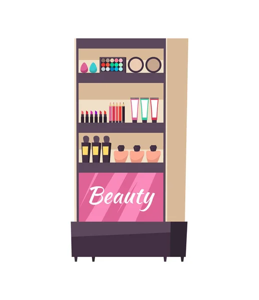 Beauty Stand Cosmetics dan Production Icon Vector - Stok Vektor