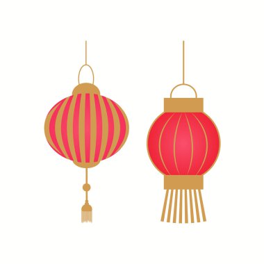 Fener izole Altın çizgili vektör ile asılı