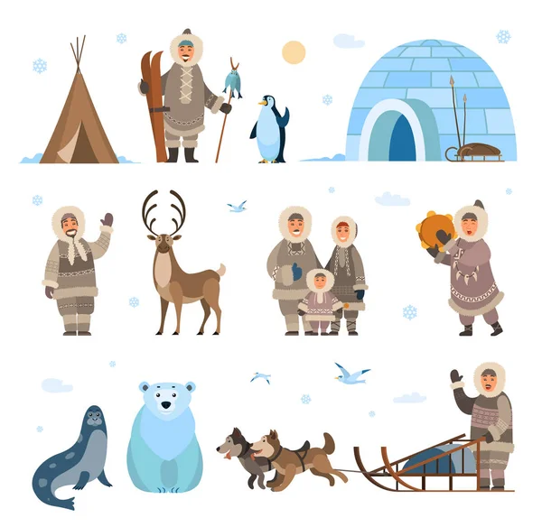 Arctic Expeditions and Discoveries North Pole — Stock Vector