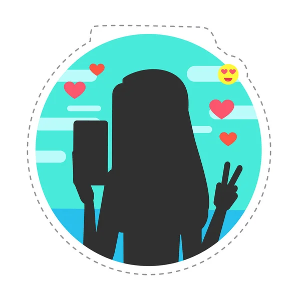 World Blogger Day Woman Taking Selfies Isolated Icon Vector Señora — Vector de stock