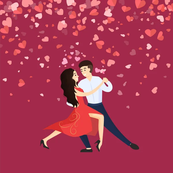 Valentine romantische dans van Man en vrouw Vector — Stockvector